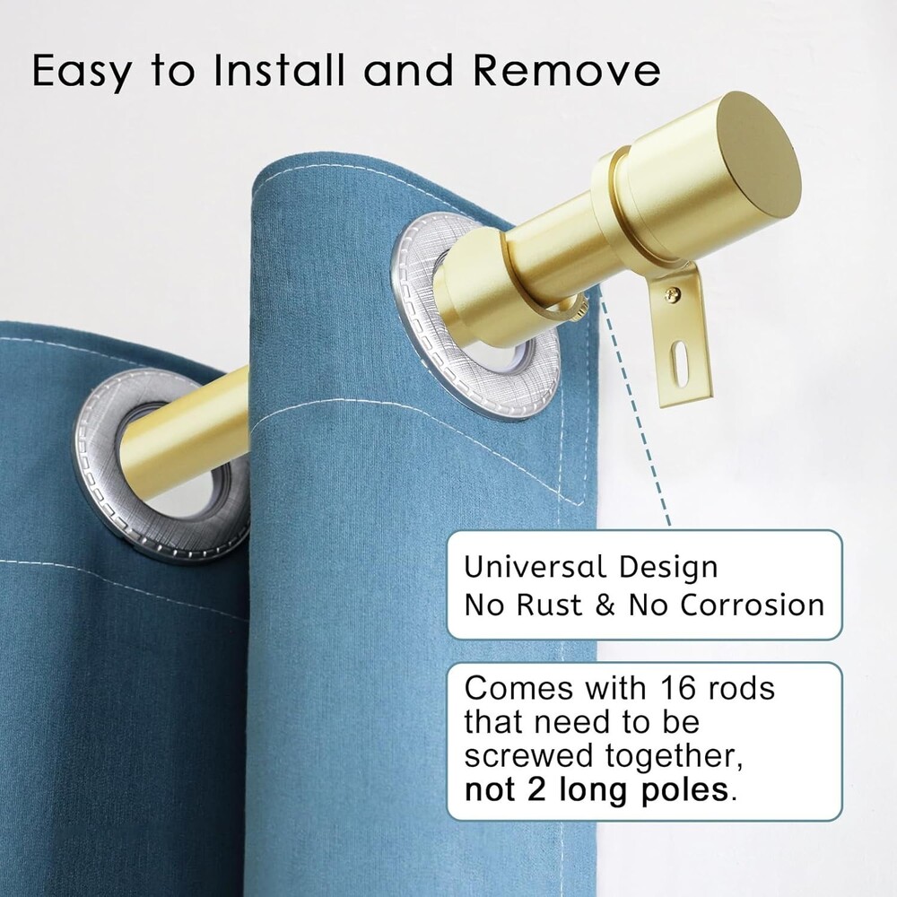 Curtain Rods for Windows Adjustable 1 Inch Diameter Window Curtain Rod Finials - Picture 3 of 4